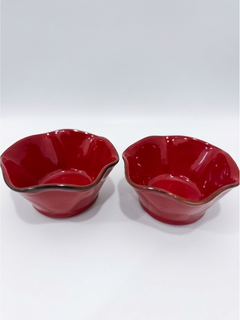 Southern Living at Home set of 2 Cinnabar Tidbit Bowls with Ruffled Edges